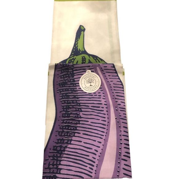 Mahogany Flour Sack (2pk) Hand Screen Printed Kitchen Towel - Eggplant NWT - Picture 3 of 4